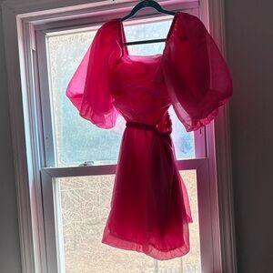 a new day Hot Pink Puff-Sleeve Mini Dress